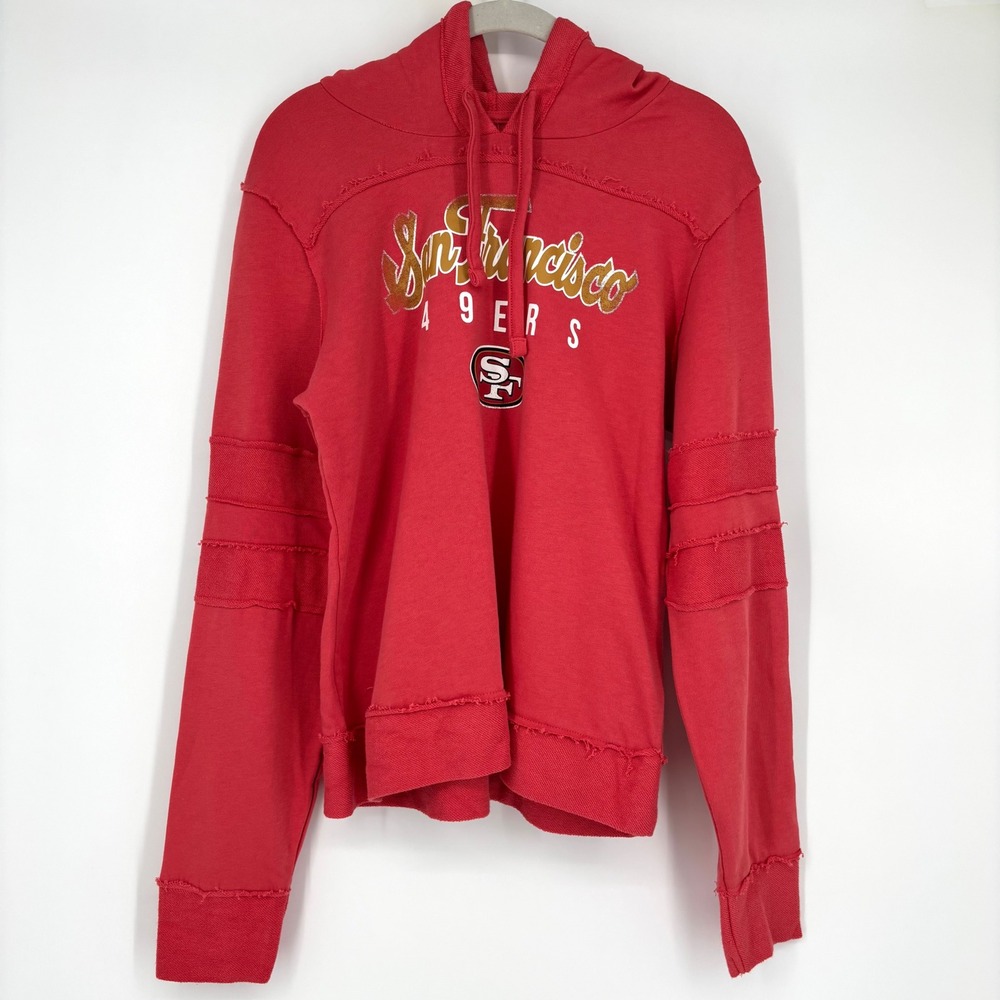 NWT San Francisco 49ers NFL Team Apparel Womens Hoodie Sz Medium Red Distressed